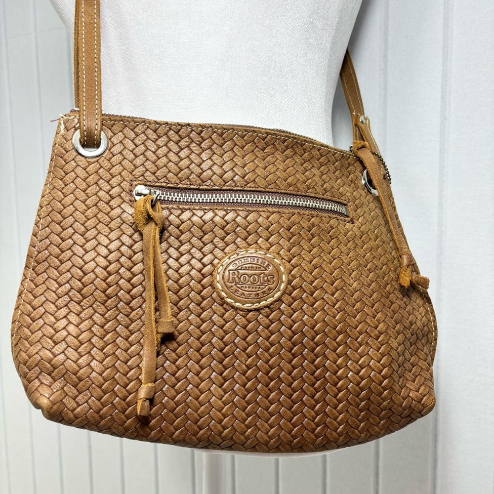 Roots Brown leather Woven crossbody Bag‎